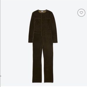 DAYA BY ZENDAYA OLIVE GREEN VELVET JUMPSUIT